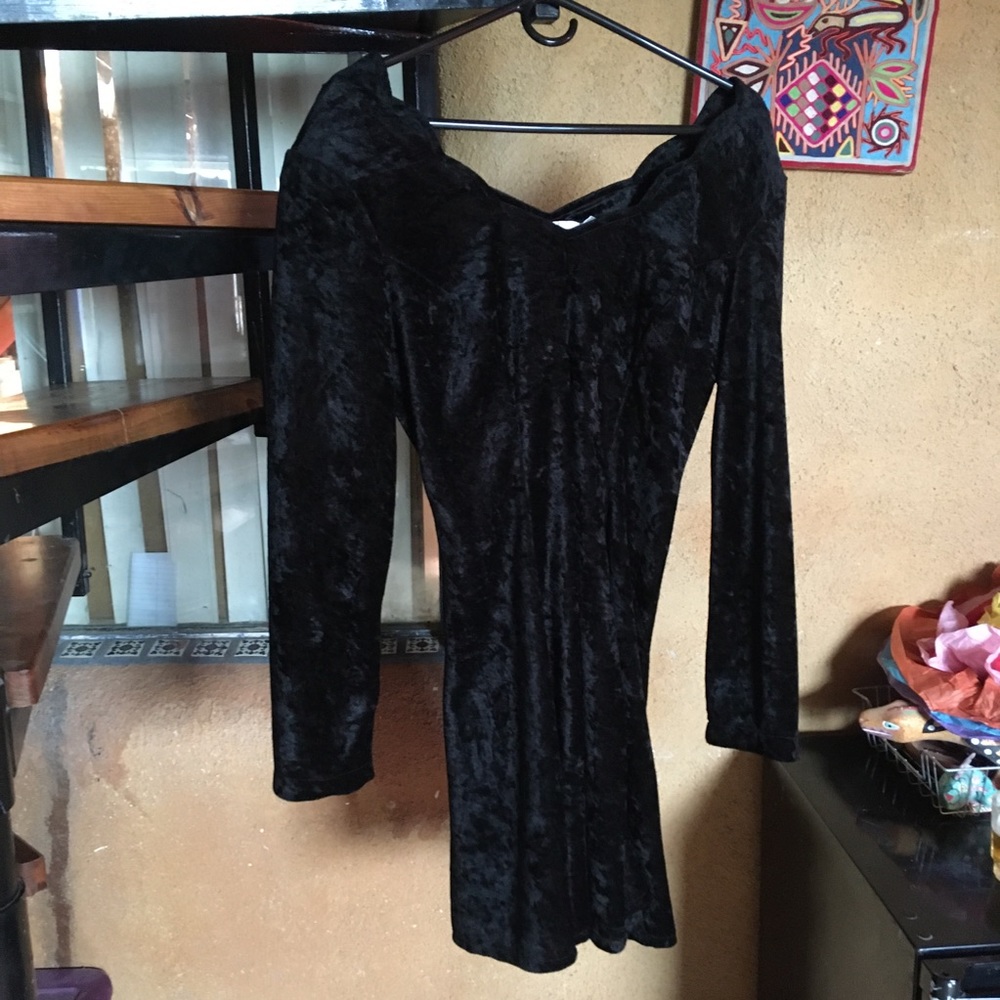 90s black velvet babydoll dress EUC